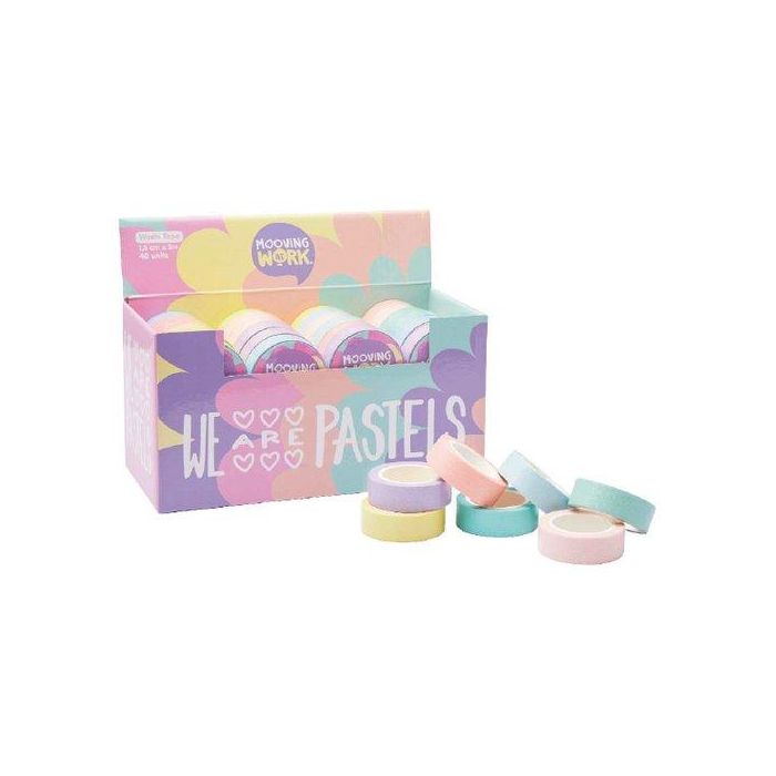 Cinta Adhesiva Mooving Pastel Glitter 1.5Cm X 5M Expositor De 48