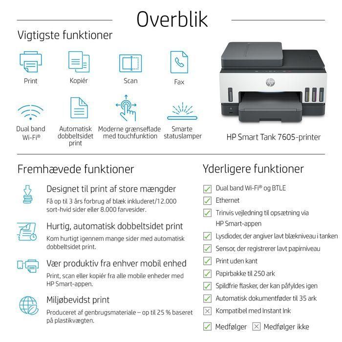 HP Smart Tank 7605 Impresora Multifuncional All-in-One Cartridge-Free con Tinta Original Incluida por Hasta 3 Años 21