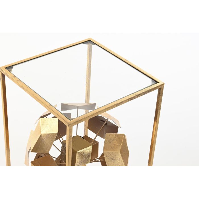 DKD Home Decor Lámpara de Pie Moderna Dorada de Metal y Cristal Geométrico 30x30x71 cm con Casquillo E27 50W 220V 2