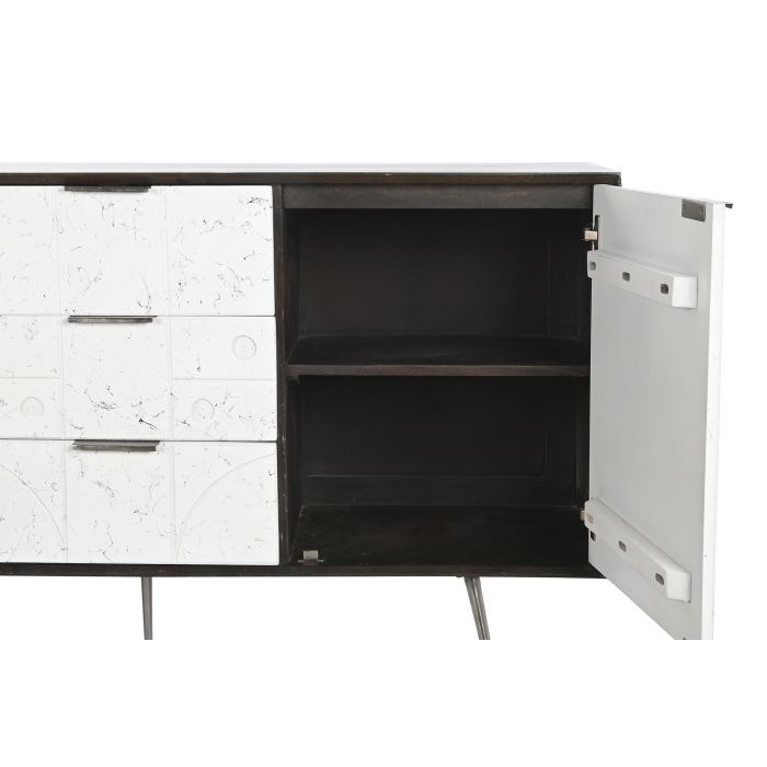 DKD Home Decor Buffet Moderno Marrón Oscuro y Blanco de Madera de Mango 150x43x80 cm con 3 Cajones, 2 Puertas y 2 Estanterías Desmontable 2