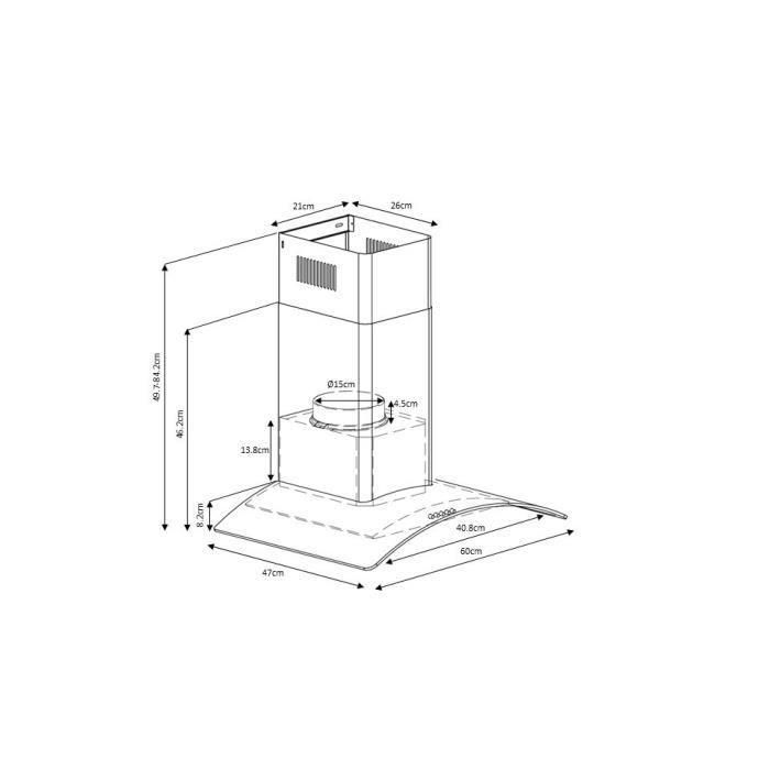 Continental Edison Decorative Hood - L60 cm - vidrio de acero inoxidable 5