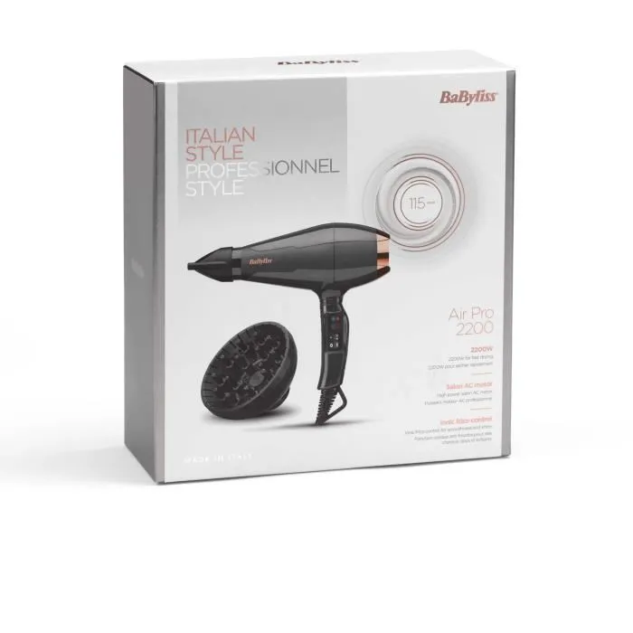Babyliss Secador Profesional 6719 - Motor AC - 2200W con Difusor Profesional 2 Babyliss Secador Profesional 6719 - Motor AC - 2200W con Difusor Profesional 2