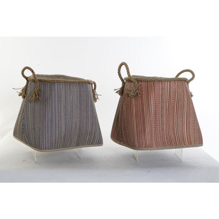 DKD Home Decor Cesta Balines Decorativa de Fibra, Colores Rojo y Azul Surtidos, 40x45x40 cm, Pack de 2 Unidades 0 DKD Home Decor Cesta Balines Decorativa de Fibra, Colores Rojo y Azul Surtidos, 40x45x40 cm, Pack de 2 Unidades 0