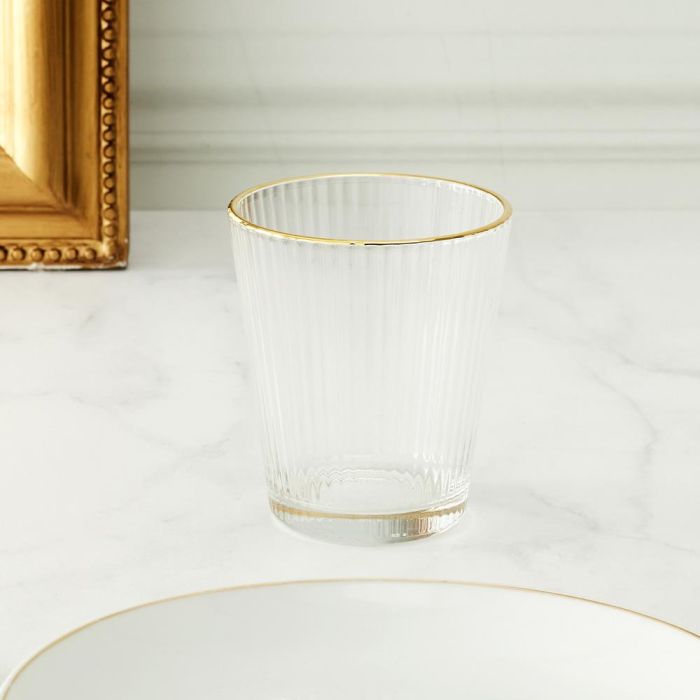 Home Deco Factory Vaso 350 Ml Cocktail con Ribete Dorado Transparente Textura Acanalada 2