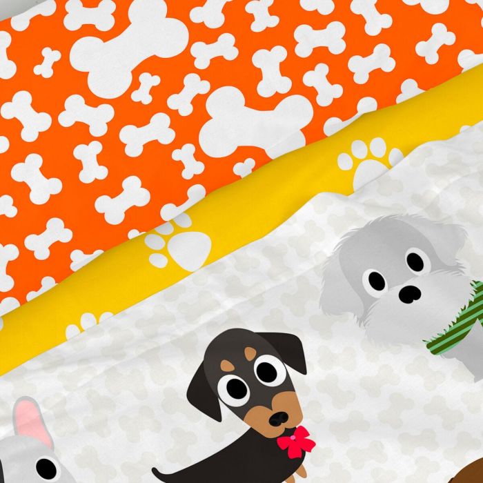 Juego de Sábanas HappyFriday Mr Fox Dogs Multicolor Cama de 105 2 Piezas 3