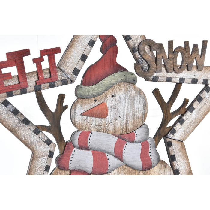DKD Home Decor Decoración Colgante Navidad Tradicional de Madera Natural y Rojo, 0.8x32x34 cm, 12 Unidades Surtidas 2