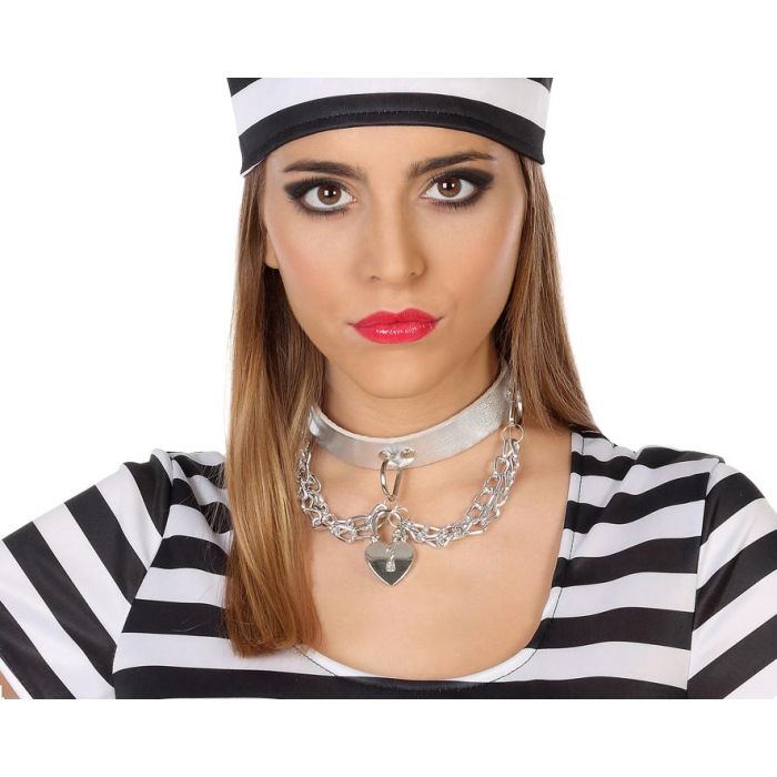 Collar Presa Plateado Mujer Adulto