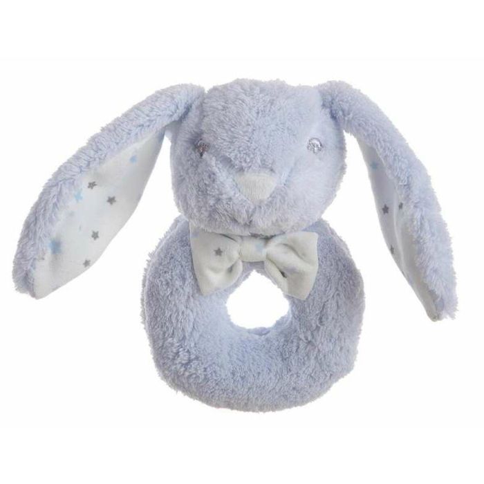Dou-dou 30x30 + sonajero 16 cm conejo azul caja 1 Dou-dou 30x30 + sonajero 16 cm conejo azul caja 1