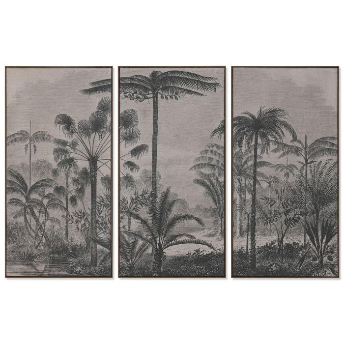 Juego de 3 cuadros Home ESPRIT Marrón Negro Palmeras 180 x 4 x 120 cm (3 Piezas)
