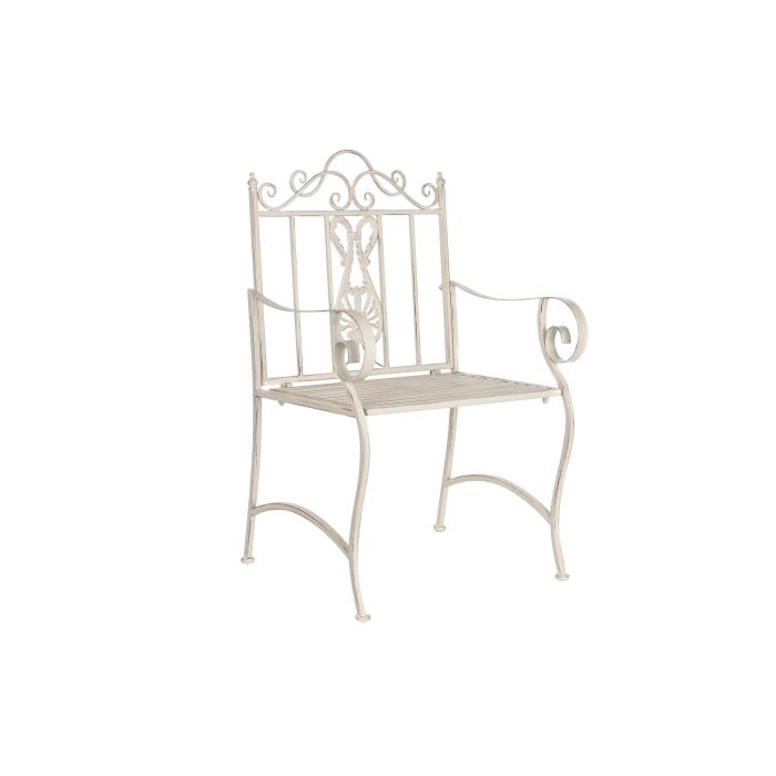 DKD Home Decor Silla Terraza y Jardín Metal Blanco Desmontable 52x98x63.5 cm Altura Asiento 46 cm