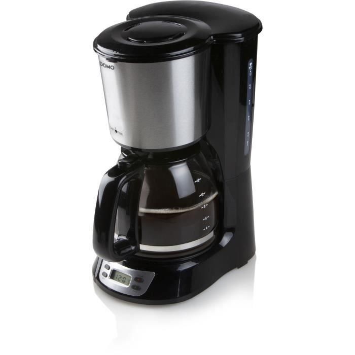 Cafetera de filtro - DOMO - DO708K - 1000 W - 1,5 L - 12 tazas - Pantalla LCD - Temporizador 24 horas - Negra y acero inoxidable 3