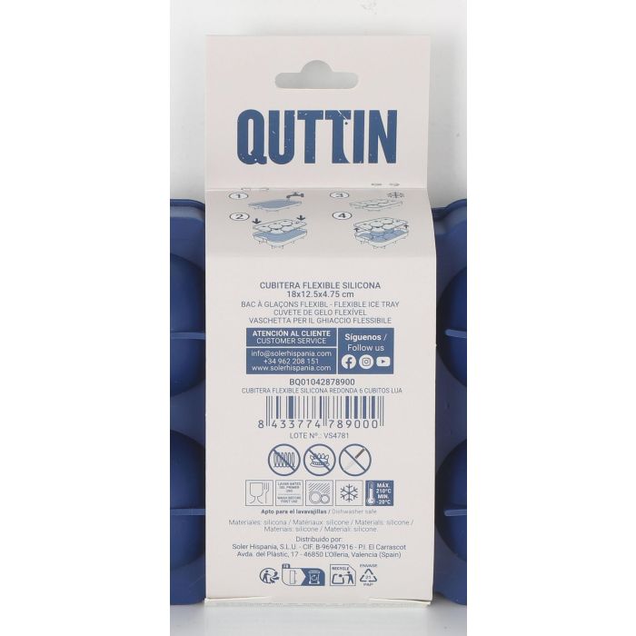 Inde Cubitera Flexible de Silicona Roja para 6 Cubitos de Hielo, 18 x 12.5 x 4.75 cm (24 Unidades)