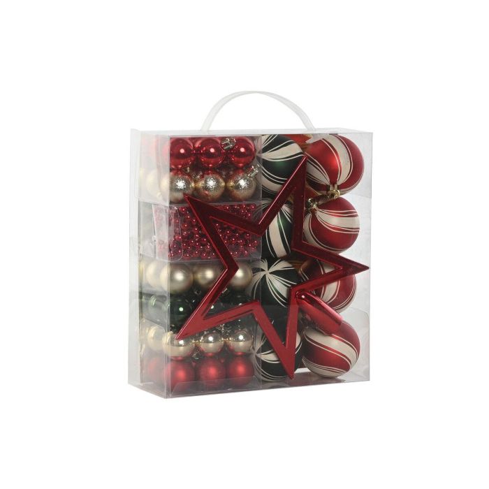 Bola Decoracion Navidad Tradicional DKD Home Decor Rojo Verde 6.5 x 27 x 21 cm Set de 53 3