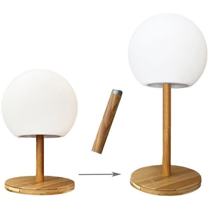 LUMISKY - Lámpara de mesa - inalámbrica - pie de bambú extensible - Al 28cm - LED blanco cálido / blanco LUNY 2 LUMISKY - Lámpara de mesa - inalámbrica - pie de bambú extensible - Al 28cm - LED blanco cálido / blanco LUNY 2
