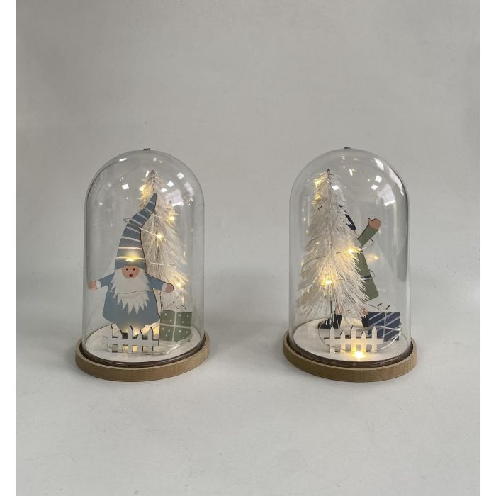 DKD Home Decor Decoración Luminosa de Navidad LED Cristal Fantasía Multicolor Verde 11x18x11 cm con 2 Pilas CR2032 (8 Unidades) 1