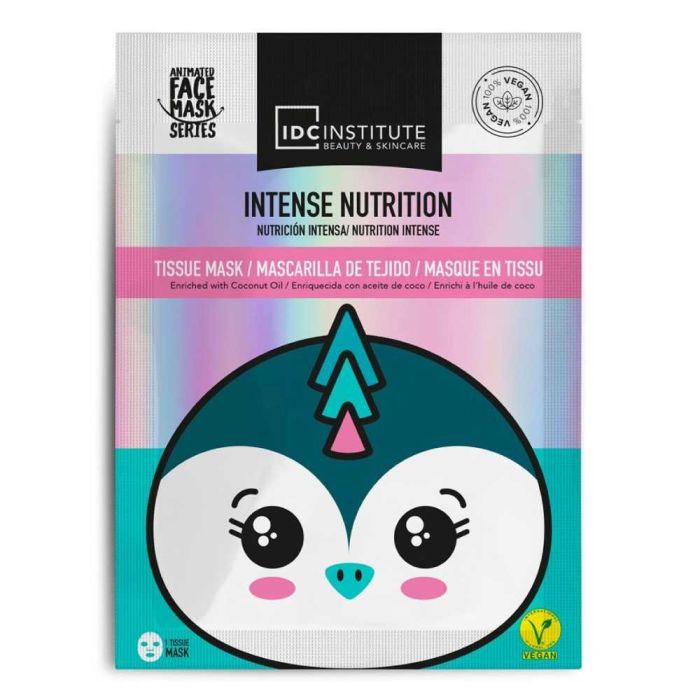 IDC INSTITUTE Mascarilla Facial Tissue Mask de Pingüino Nutrición Intensa con Aceite de Coco Vegana Piel Seca y Todo Tipo 1ud