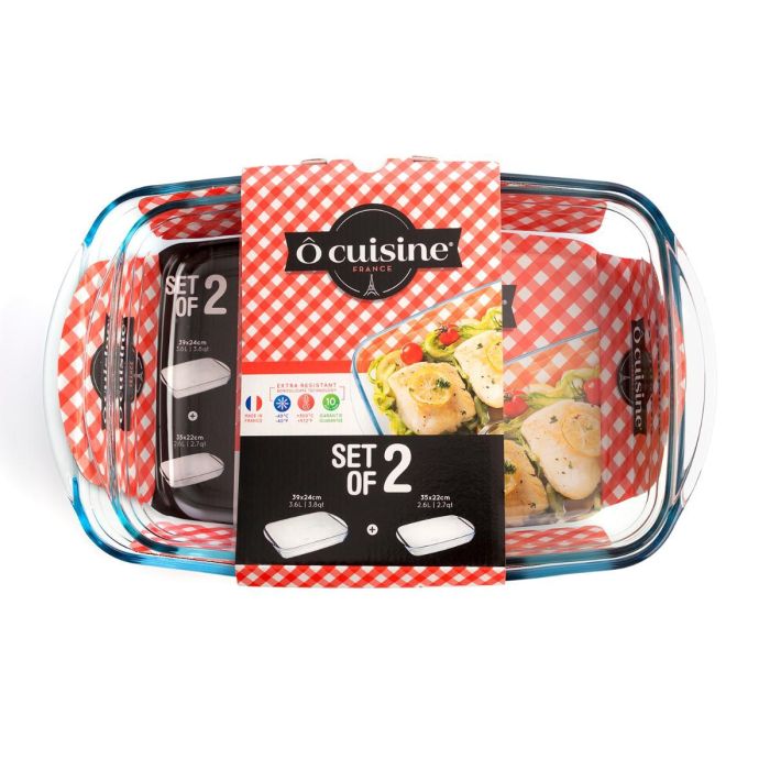 Ocuisine Set 2 Fuentes Rectangular Horno Vidrio Transparente 40x25x7 cm 1