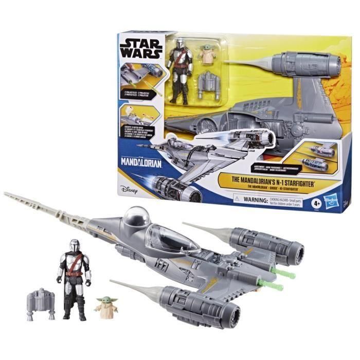 La nave Mandalorian's N-1 Starfighter, figuras de Grogu y Mandalorian de 10 cm, juguete para niños a partir de 4 años, Star Wars Epic Her