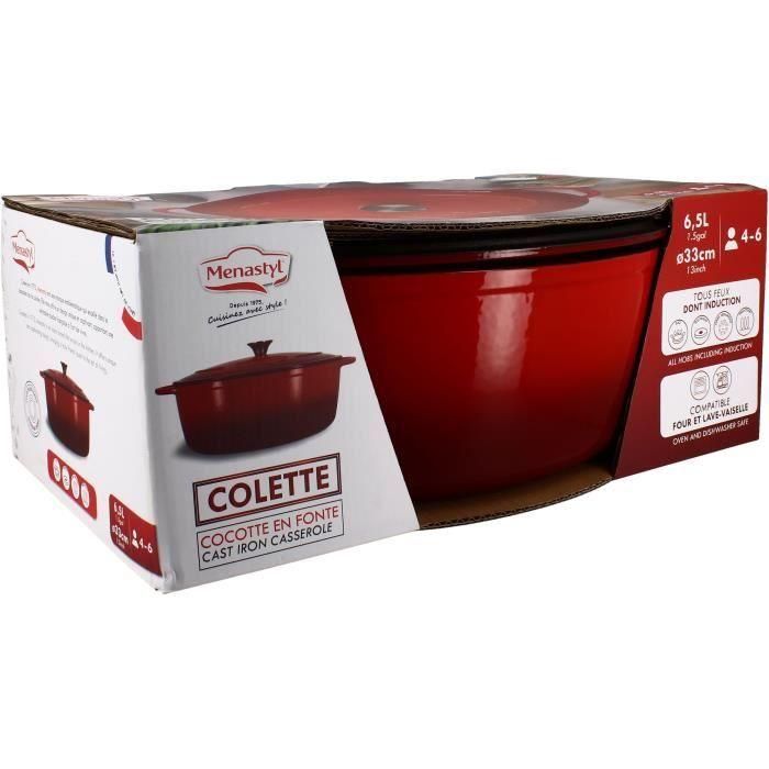 Cacerola - MENASTYL - 6020103 - Ovalada - Hierro fundido esmaltado - Roja - 9 litros 1 Cacerola - MENASTYL - 6020103 - Ovalada - Hierro fundido esmaltado - Roja - 9 litros 1