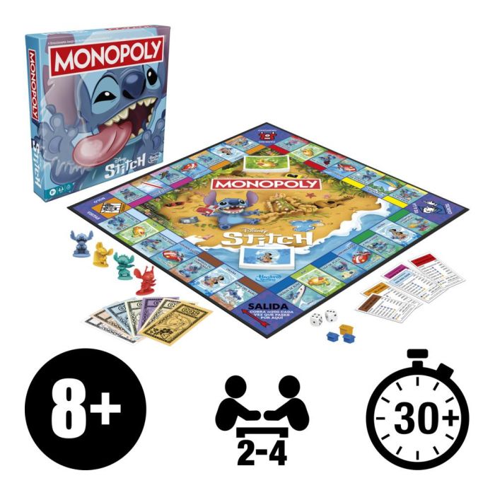 Monopoly G0388 Juego de Mesa Edición Disney Stitch Español Portugués +8 Años 1