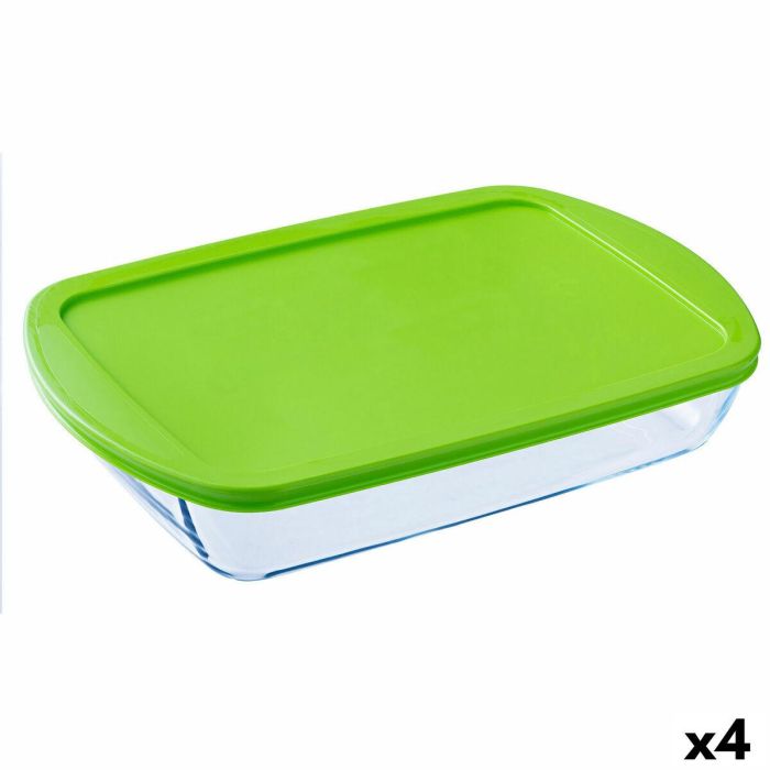 Fiambrera Rectangular con Tapa Pyrex Cook & store Transparente Silicona Vidrio (4,5 L) (4 Unidades)