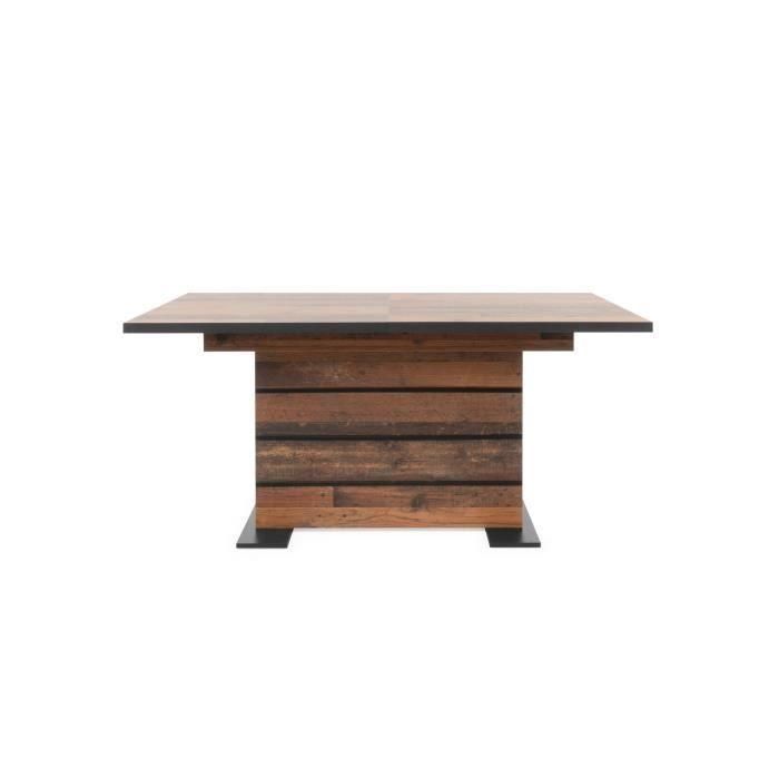Mesa de comedor extensible - Woody Old Style y negro - L 160-200 x P 90 x H 75 cm - MANHATTAN 1