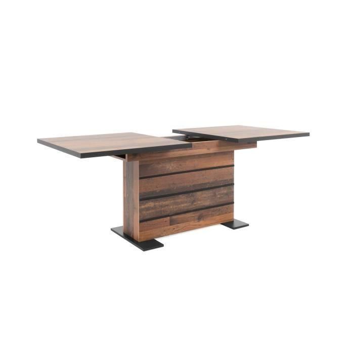 Mesa de comedor extensible - Woody Old Style y negro - L 160-200 x P 90 x H 75 cm - MANHATTAN 4