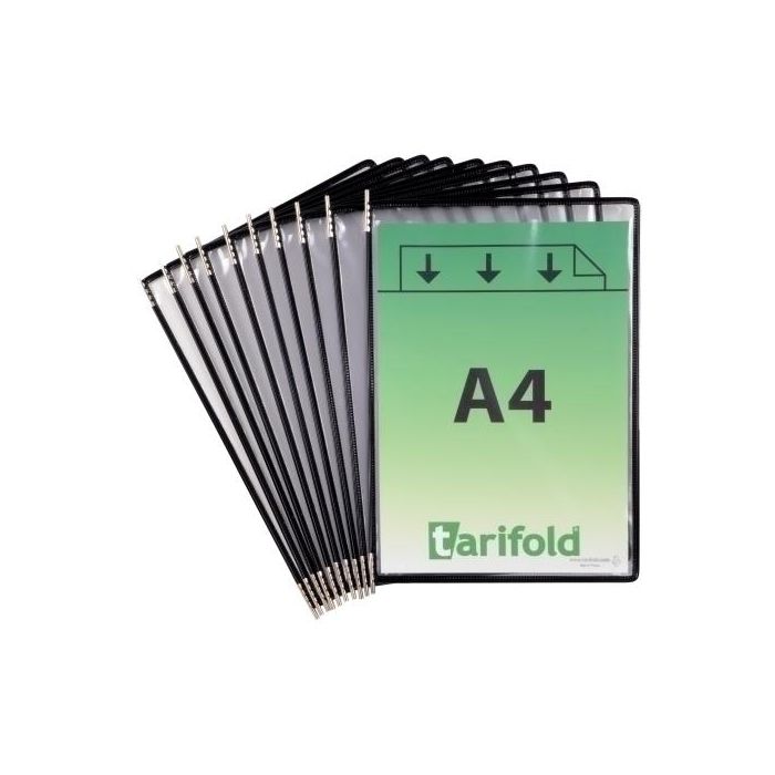 Funda Tarifold Con Pivotes A4 Con Marco Negro Paquete De 10