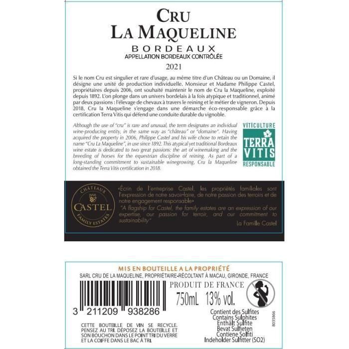 Cru La Maqueline 2021 Burdeos - Vino Tinto Burdeos 2