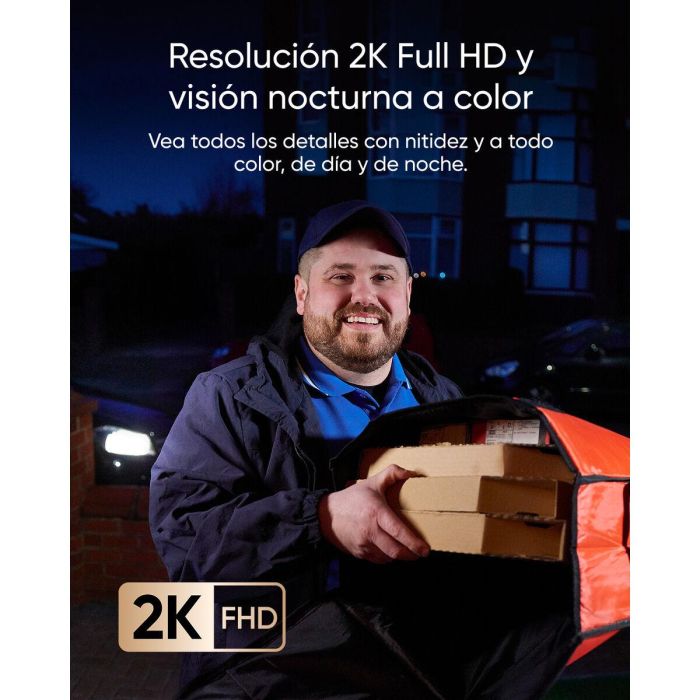 Eufy E8214311 Cámara Seguridad IP Exterior con Doble Cámara, 2K Full HD, Visión Nocturna Color y Detección Paquetes, Batería/Cable 4