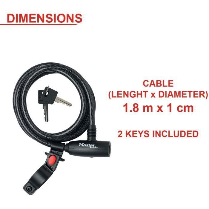 Cable con candado Master Lock 8232EURDPRO Negro 3