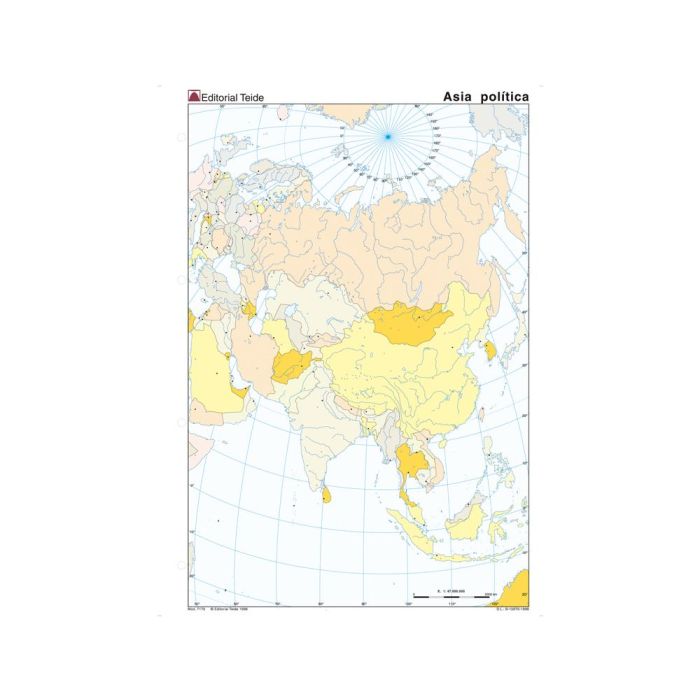 Mapa Mudo Color Din A4 Asia Politico 100 unidades 1