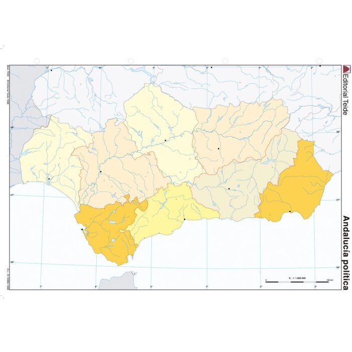 Mapa Mudo Color Din A4 Andalucia Politico 100 unidades 1