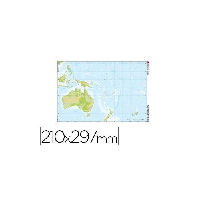Mapa Mudo Color Din A4 Oceania Fisico 100 unidades