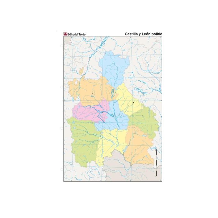 Mapa Mudo Color Din A4 Castilla-Leon Politico 100 unidades 1