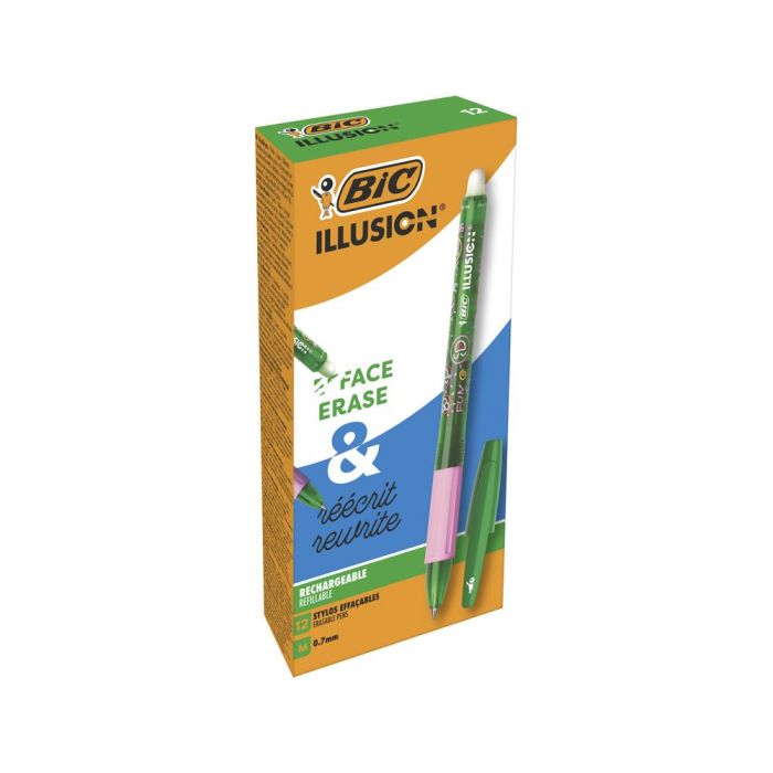 Boligrafo Bic Gelocity Illusion Borrable Verde Punta De 0,7 mm 12 unidades 1 Boligrafo Bic Gelocity Illusion Borrable Verde Punta De 0,7 mm 12 unidades 1