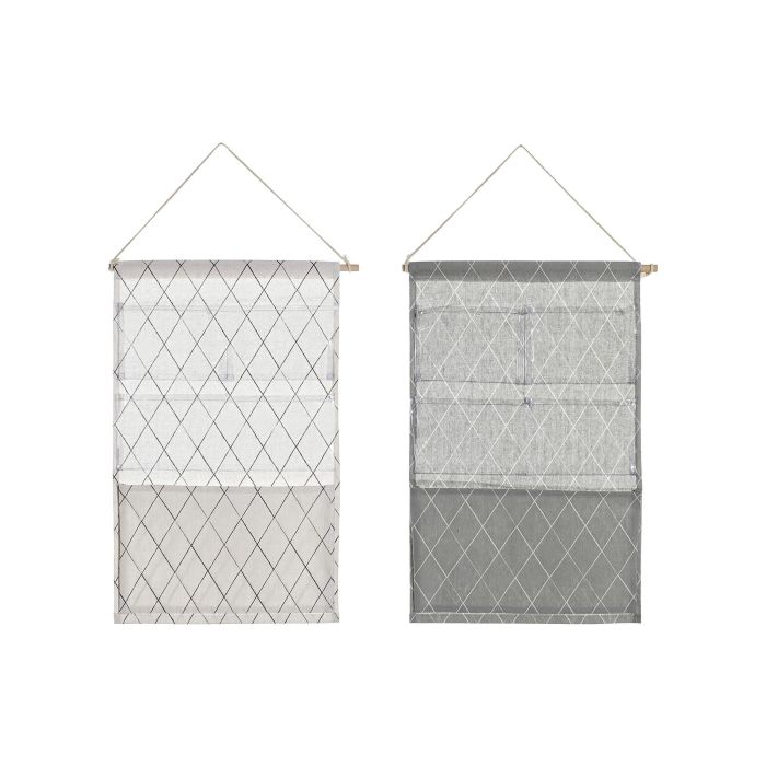 Organizador Basicos DKD Home Decor Gris Blanco 2 x 73 x 35 cm (12 Unidades)