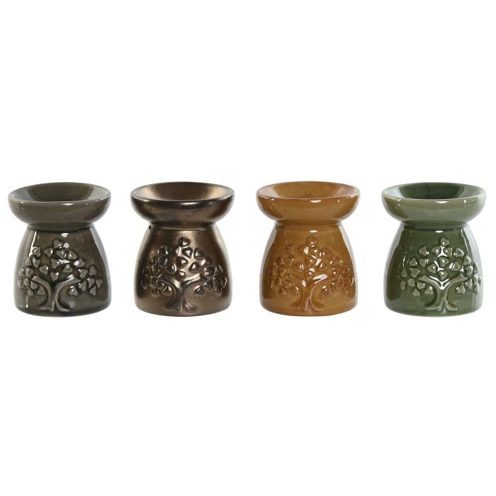 Quemador Cottage DKD Home Decor Verde Mostaza 7 x 8 x 7 cm Set de 3 (12 Unidades)