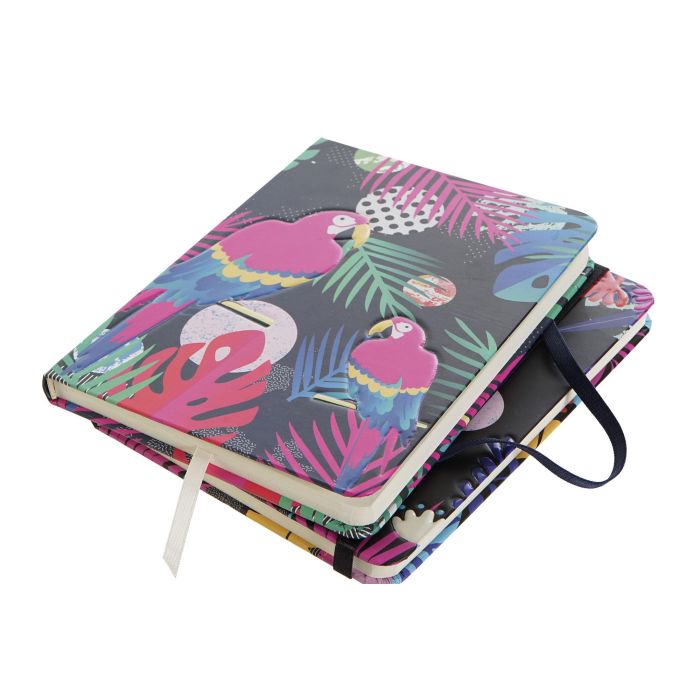 Libreta Tropical DKD Home Decor Azul Negro 1.2 x 18 x 13 cm (12 Unidades) 2