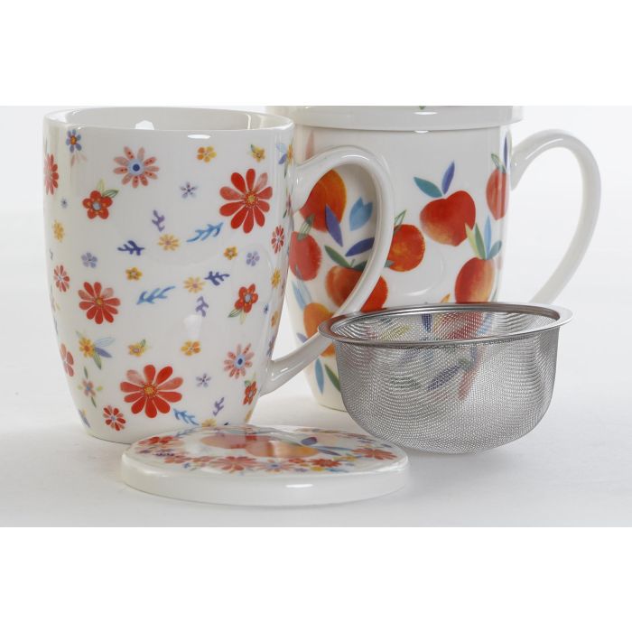 Mug Infusiones Shabby DKD Home Decor Multicolor Rojo 8.3 x 11 x 12 cm (12 Unidades) 1