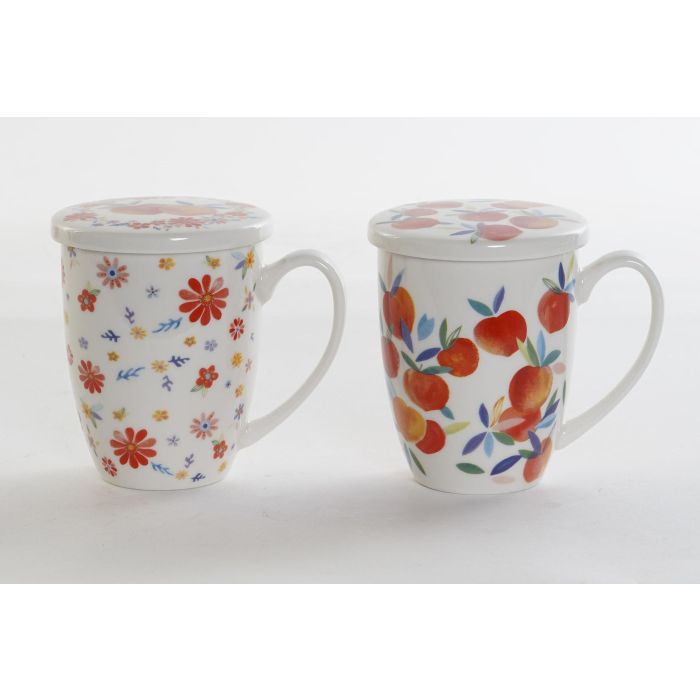 Mug Infusiones Shabby DKD Home Decor Multicolor Rojo 8.3 x 11 x 12 cm (12 Unidades)