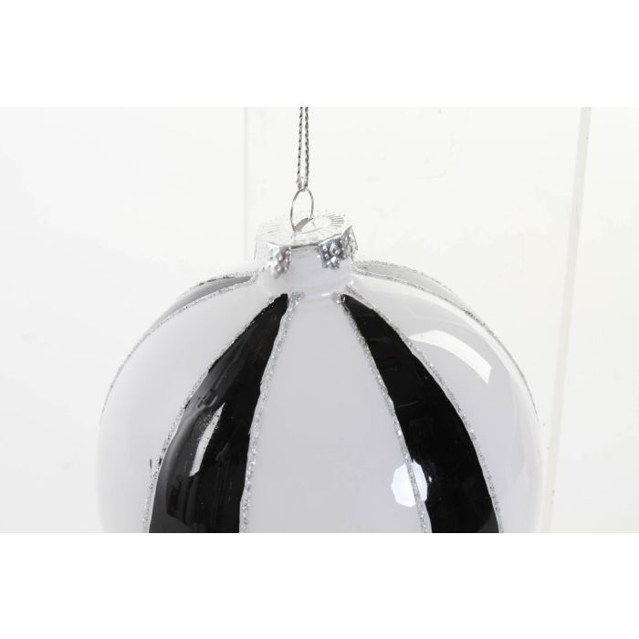 Bola Decoracion Navidad Moderna DKD Home Decor Negro Blanco 10 x 10 cm (12 Unidades) 1