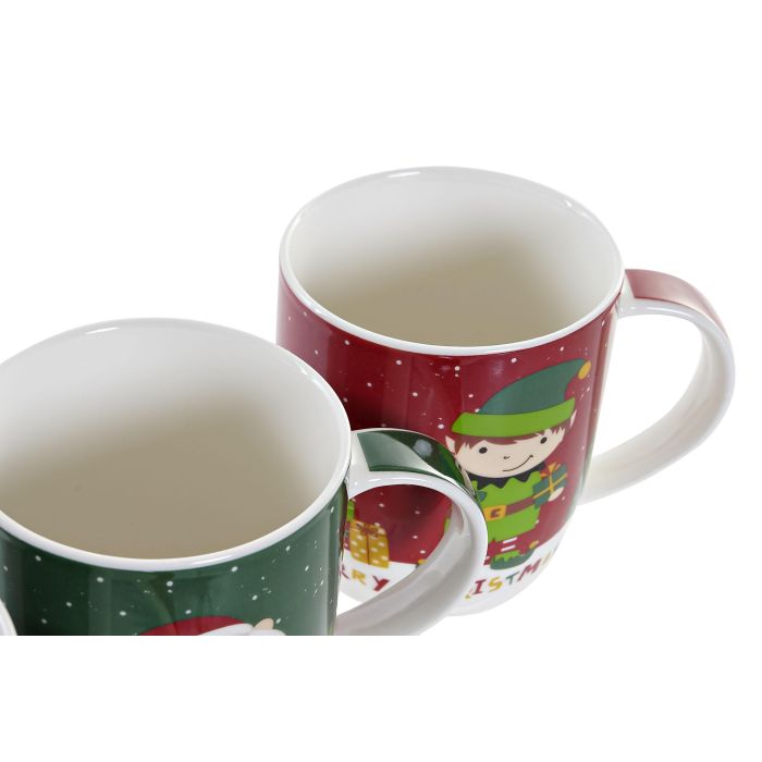 Mug Navidad Tradicional DKD Home Decor Rojo Verde 8.5 x 9.5 x 12.5 cm (12 Unidades) 2