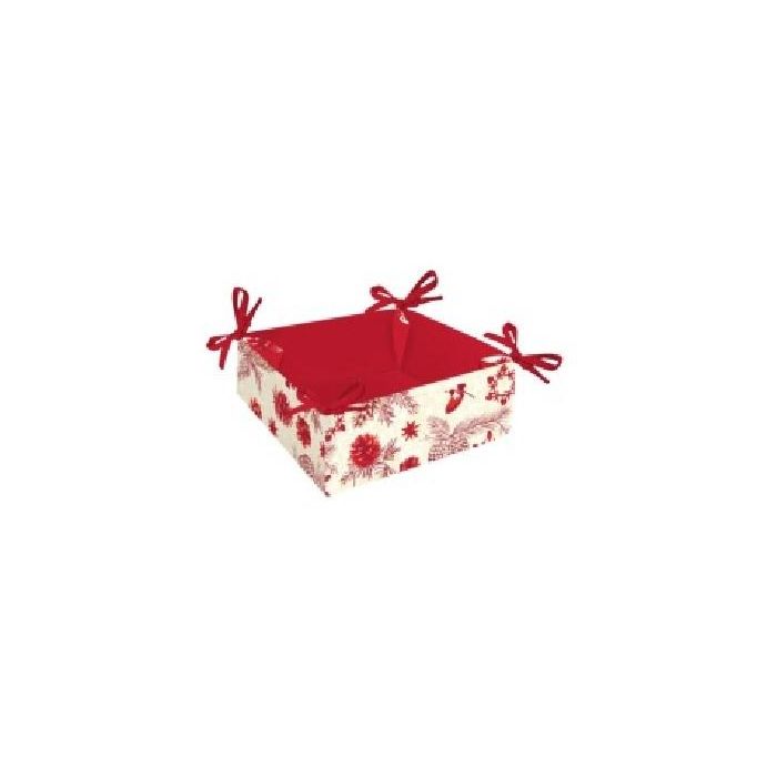 Cesta Navidad Tradicional DKD Home Decor Beige Rojo 30 x 10 x 30 cm (12 Unidades)