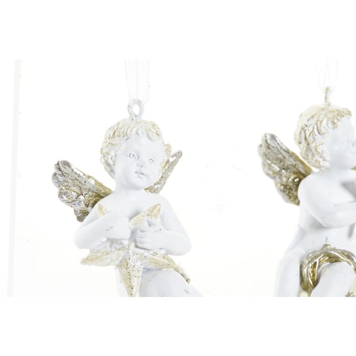 Decoracion Colgante Navidad Tradicional DKD Home Decor Blanco Dorado 4.5 x 9.5 x 4.5 cm (12 Unidades) 1