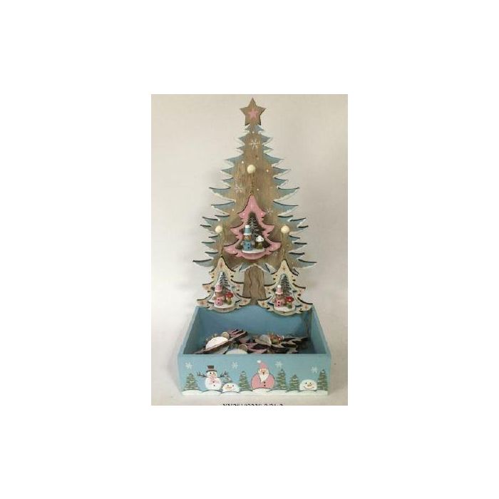 Decoracion Colgante Navidad Fantasia DKD Home Decor Azul Celeste Rosa Palo 11 x 32 x 17 cm (12 Unidades)