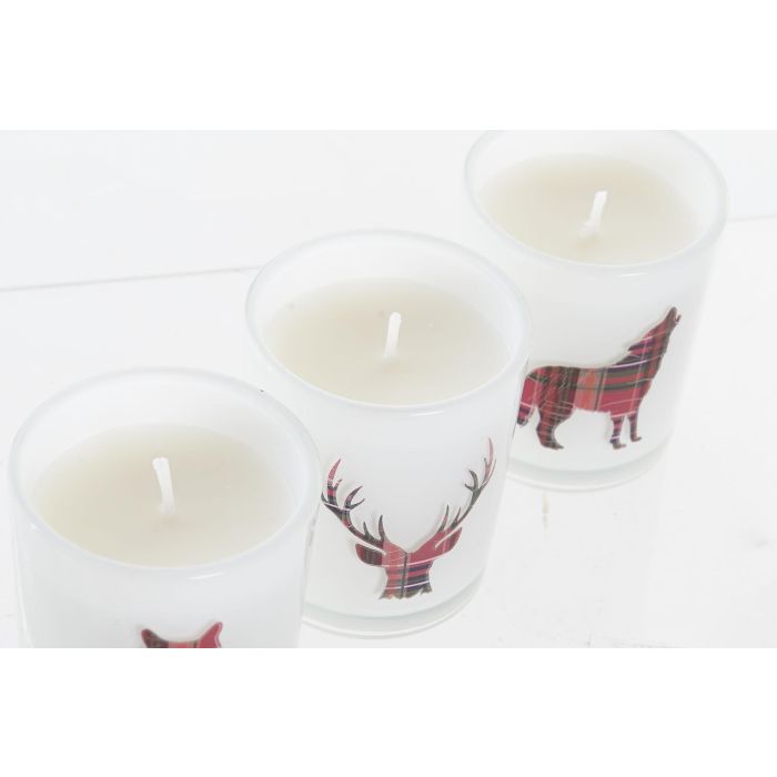 Vela Navidad Alpina DKD Home Decor Blanco Rojo 5.5 x 6.5 x 5.5 cm (12 Unidades) 2