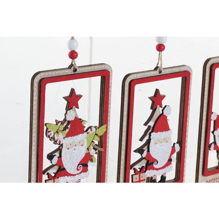Decoracion Colgante Navidad Tradicional DKD Home Decor Rojo Natural 0.5 x 13 x 8 cm (12 Unidades) 1