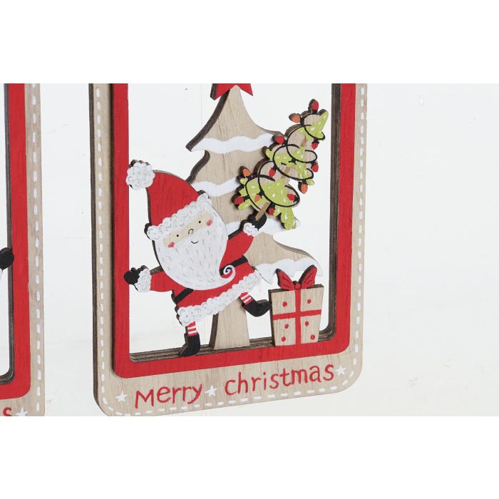 Decoracion Colgante Navidad Tradicional DKD Home Decor Rojo Natural 0.5 x 13 x 8 cm (12 Unidades) 2
