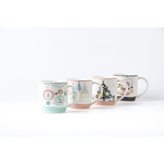 Mug Navidad Fantasia DKD Home Decor Multicolor Verde 8.5 x 9.5 x 12.5 cm (12 Unidades) 1